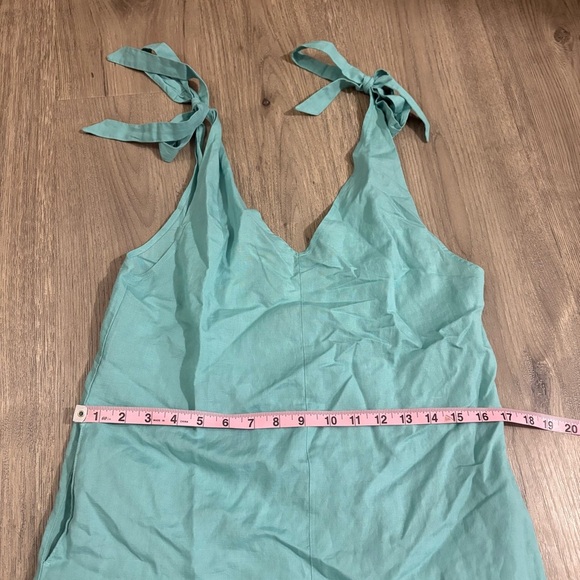 Victoria Secret Swim Linen Blend Romper Cover Up Aqua NEW Small Nautical Preppy - Picture 3 of 6